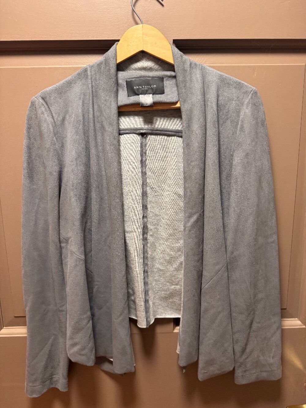 Ann Taylor Gray Open Front Draped Cardigan Small